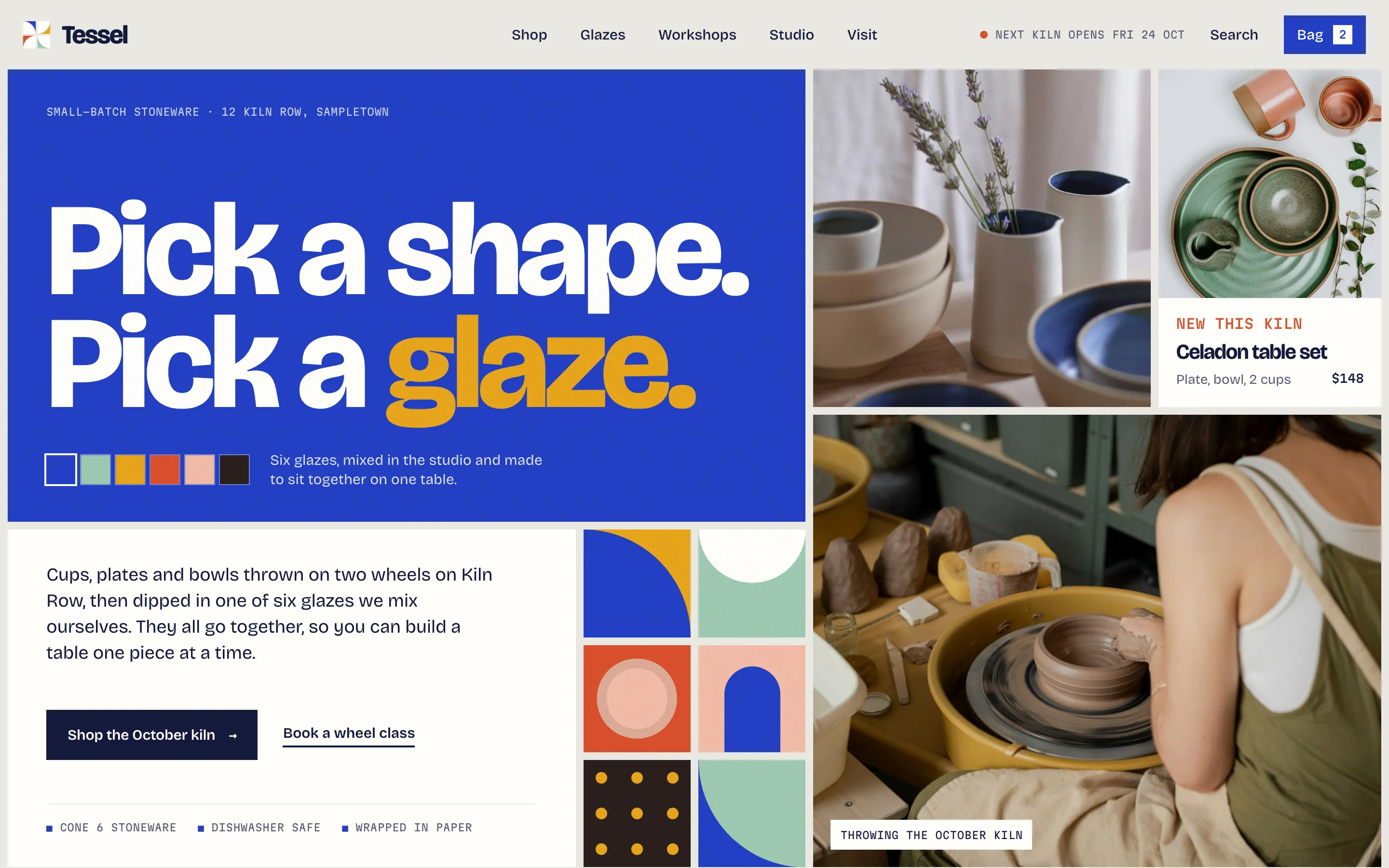 Tessel Ceramics homepage, a Modulr concept